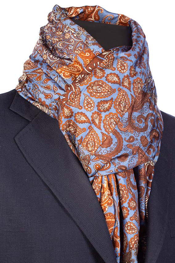 Vintage Paisley Patchwork Print Satin Scarf 