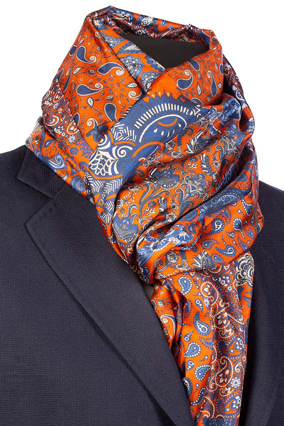 Vintage Paisley Patchwork Print Satin Scarf 