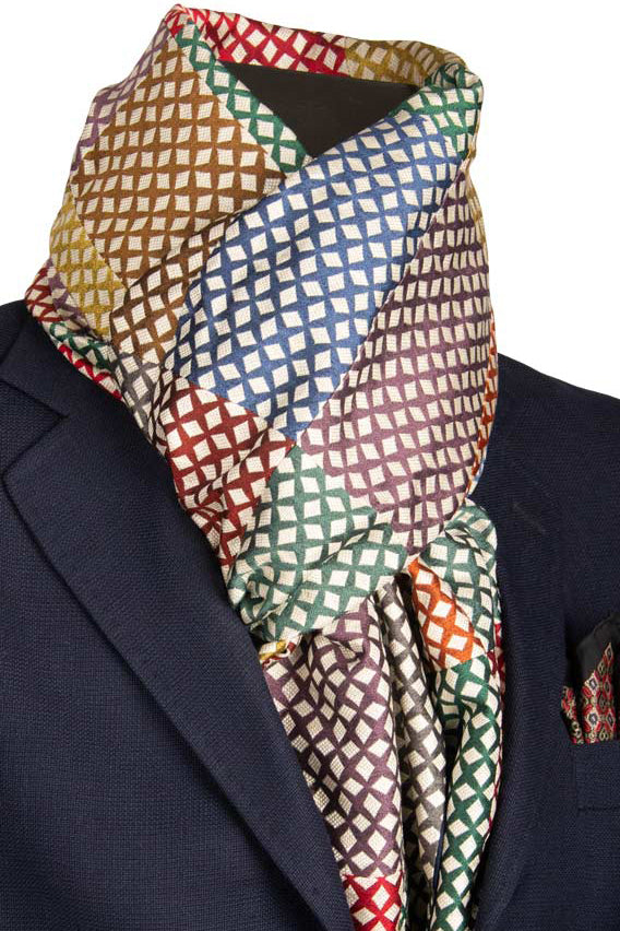 Vintage Multicolor Print Patchwork Scarf 