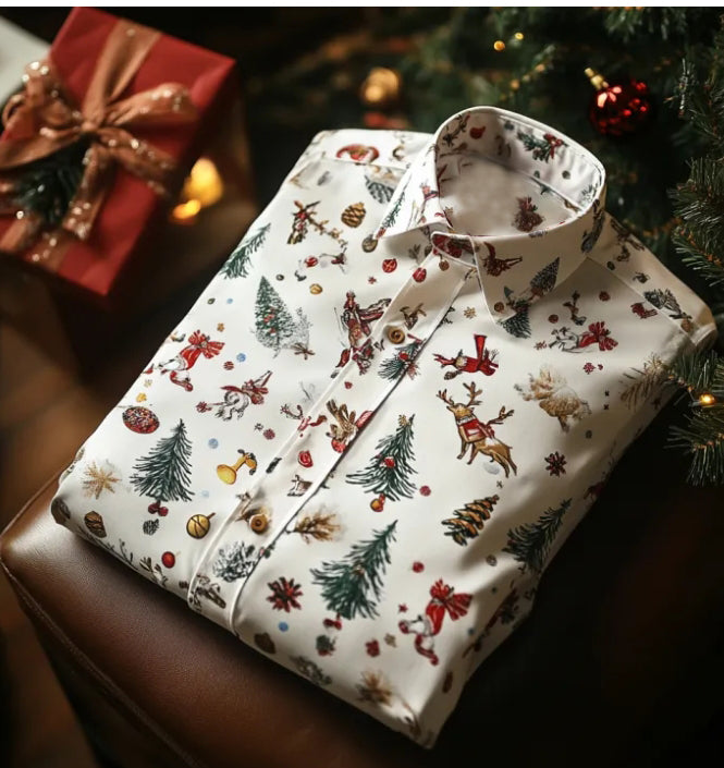 Christmas Long Sleeve Graphic Print Shirt