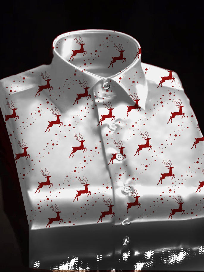 Christmas Long Sleeve Elk Print Shirt