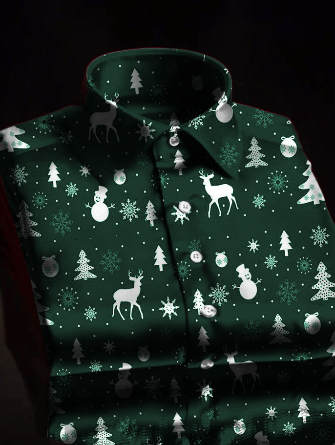 Christmas Graphics Print Long Sleeve Shirt