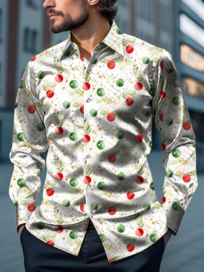 Christmas Balloon Print Long Sleeve Shirt