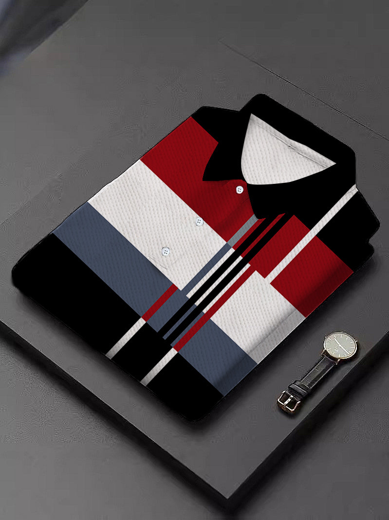 Classic Plaid Print Knitted Polo Shirt