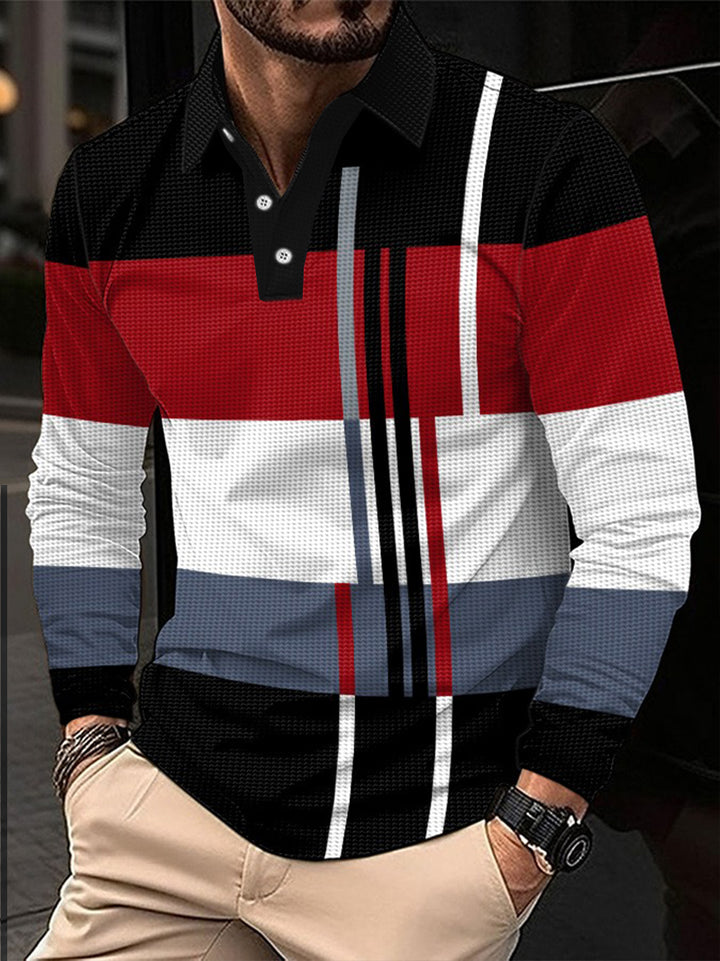 Classic Plaid Print Knitted Polo Shirt