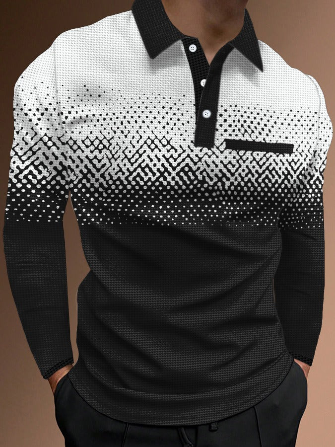 Classic Ombre Print Knitted Polo Shirt