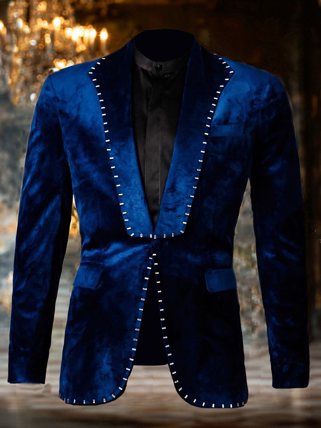 Gentleman Trim Lapel Velvet Blazer