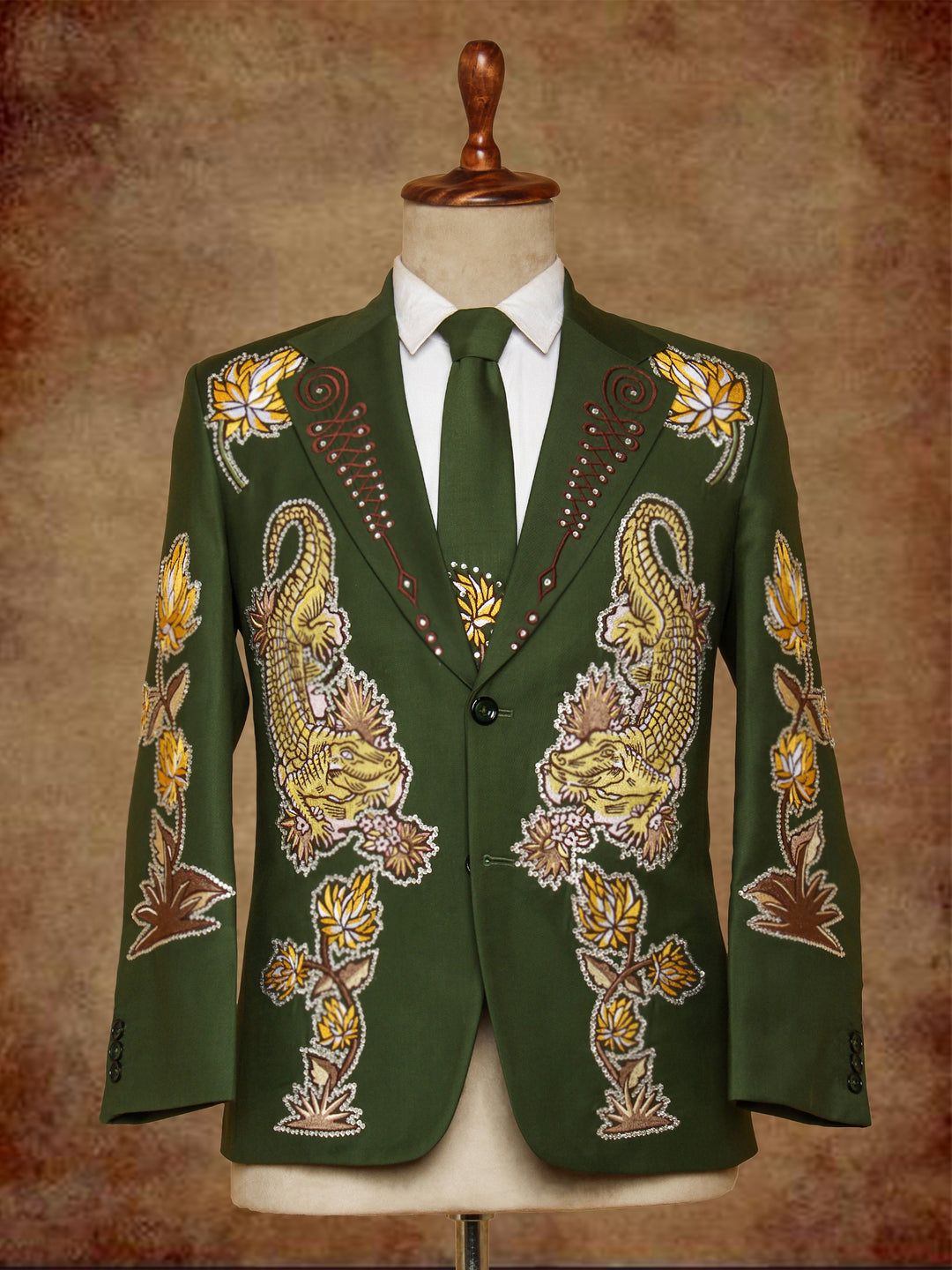 Cowboy Crocodile Embellished Long Sleeves Blazer