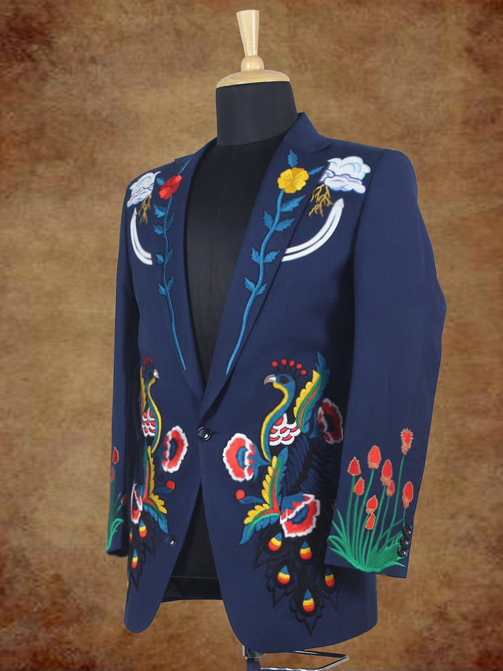 Retro Wildflower Print Long Sleeves Blazer