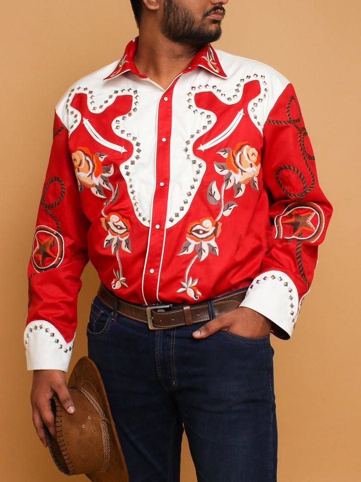 Vintage Western Rodeo Print Shirt