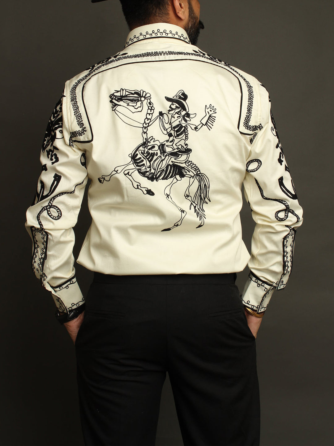 Versatile Ivory Cowboy Print Shirt