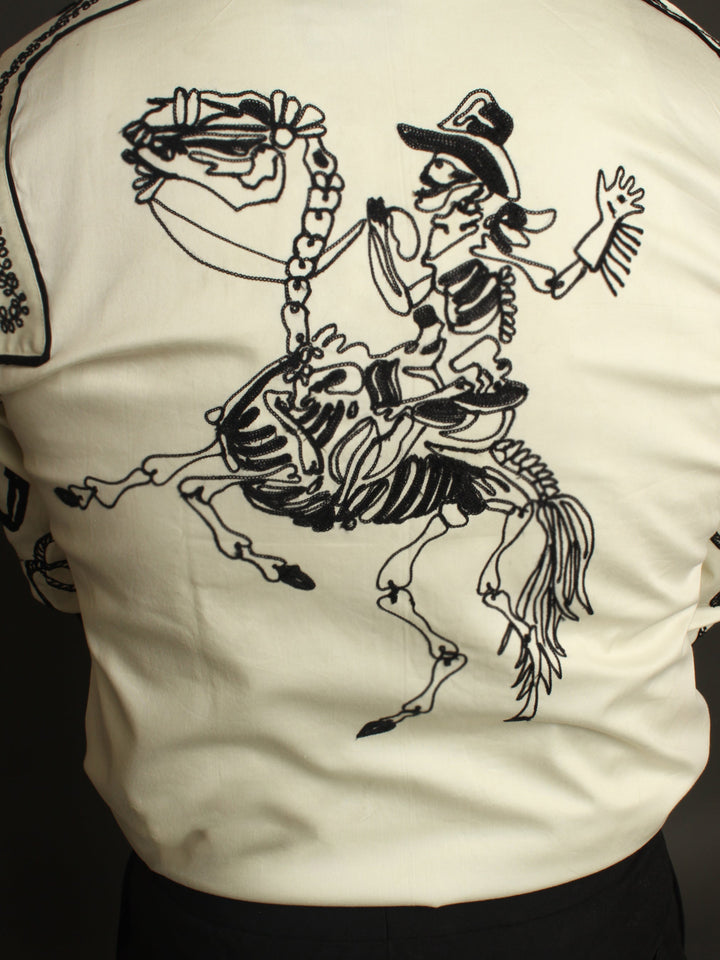 Versatile Ivory Cowboy Print Shirt