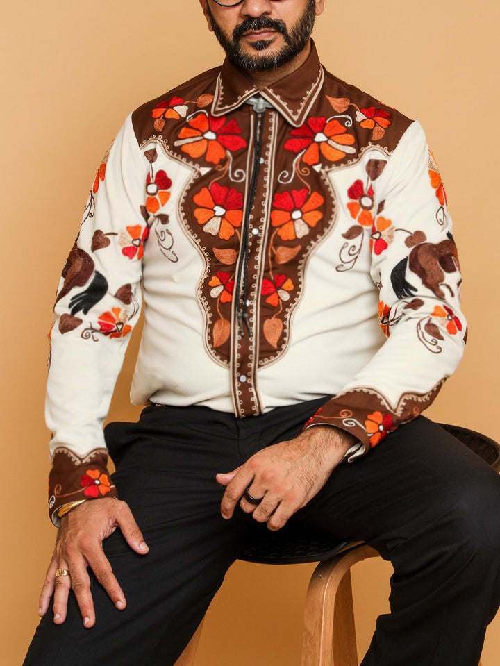 Bold Retro Western Print Shirt