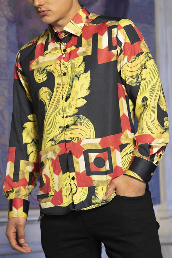 Gorgeous Gold Badge Print Long Sleeve Shirt