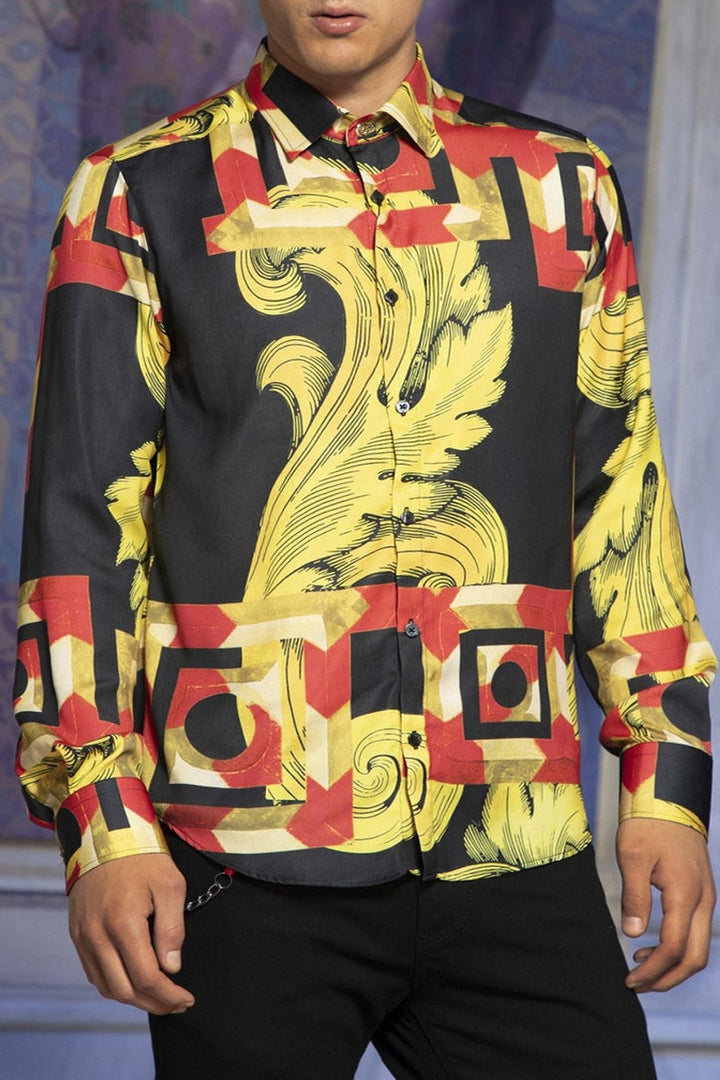 Gorgeous Gold Badge Print Long Sleeve Shirt