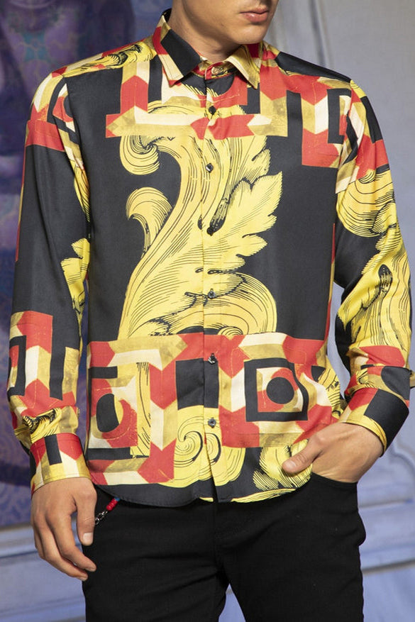 Gorgeous Gold Badge Print Long Sleeve Shirt