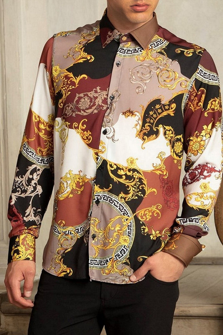 Baroque Print Long Sleeved Shirt