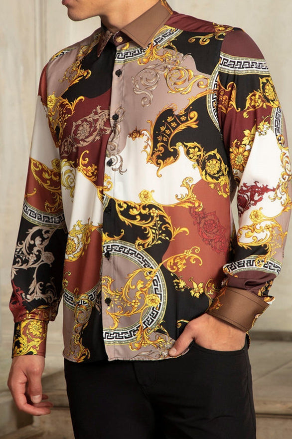 Baroque Print Long Sleeved Shirt