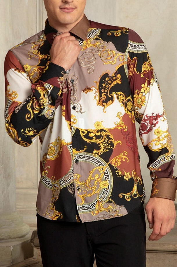 Baroque Print Long Sleeved Shirt