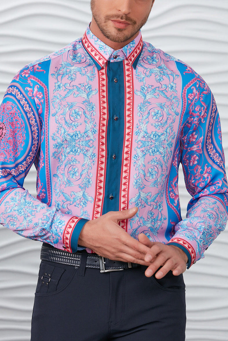 Baroque Historical Pattern Print Long Sleeves Shirt