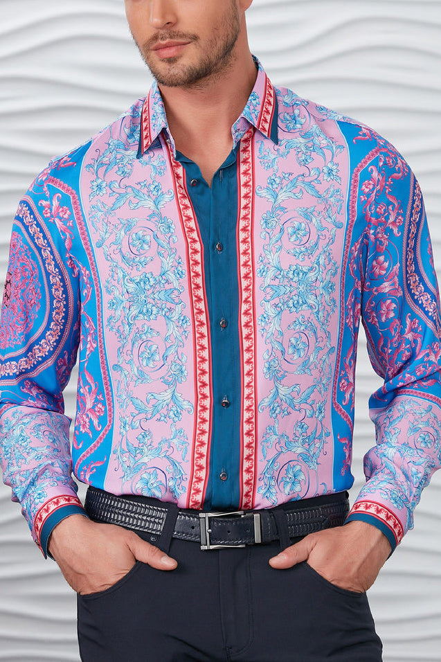 Baroque Historical Pattern Print Long Sleeves Shirt