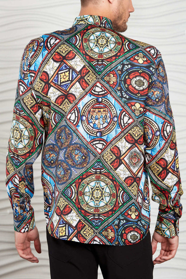 Retro Crown & Symbol Print Long Sleeves Shirt