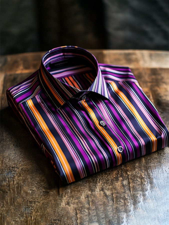 Mardi Gras Striped Print Long Sleeve Shirt