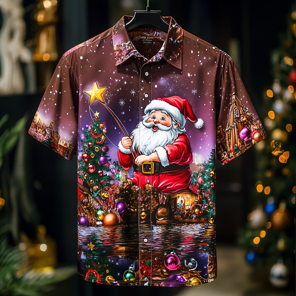 Men's Christmas  Luxury Casual vacation Short Sleeve Shirt