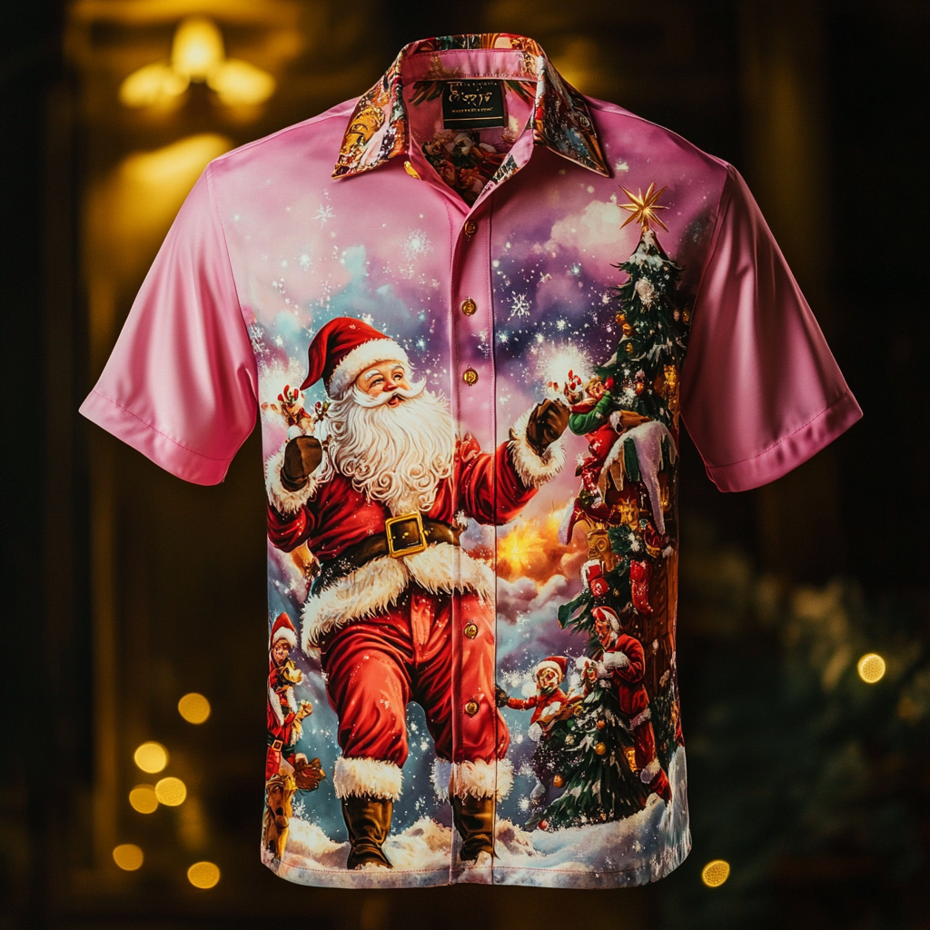 Men's Christmas  Luxury Casual vacation Short Sleeve Shirt